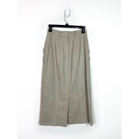 Escada Wool Vintage Midi Pencil Straight Skirt Tan Size 36 Small - Picture 2 of 7